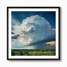 Cumulus Clouds Billowing High In An Overcast Sky Nature Landscape Bathed In Spring Air Sunlight Pi (1) Art Print