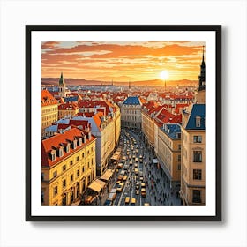 Prague, Czech Republic Cubism Style Art Print