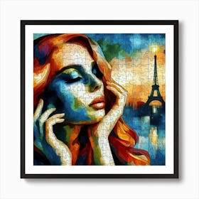 Abstract Puzzle Art French woman in Paris 11 Art Print