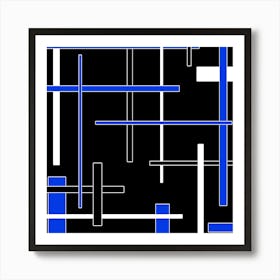 Abstract Blue And White 2 Art Print