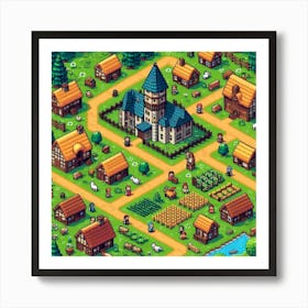 8-bit medieval village 1 Art Print
