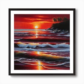 Sunset At The Beach 219 Art Print