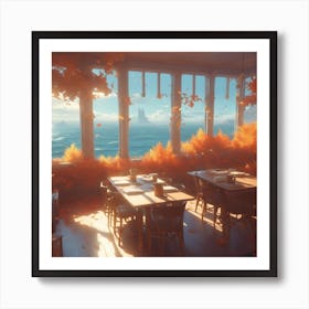 Autumn Leaves In A Restaurant Art Print