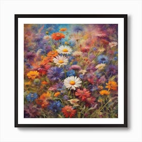 Chamomiles and Cornflowers meadow 1 Art Print