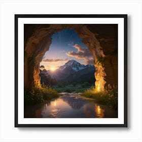 Sunrise In A Cave 2 Art Print