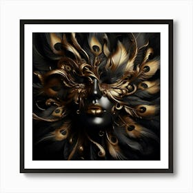 Black And Gold Mask Art Print