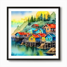 Coastal Village No.1 Art Print