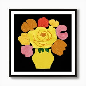 Yellow Roses In A Vase Art Print