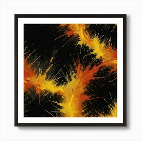 Orange Fire Splatters Art Print