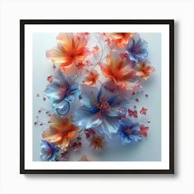 3d Flowers Art Print