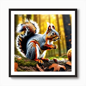 Squirrel In The Forest 358 Art Print