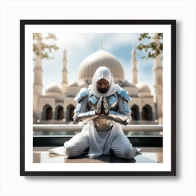 Muslim Man Praying In Front Of Mosque 3 Art Print
