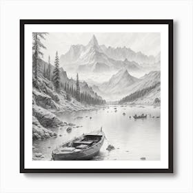 Boat In A Lake Art Print