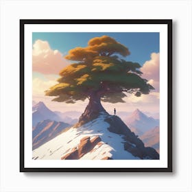 Tree On Top Of Mountain 18 Art Print