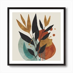 Modern Minimalist Plant Drawings With Watercolor(1) Art Print