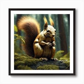 Squirrel In The Forest 77 Art Print