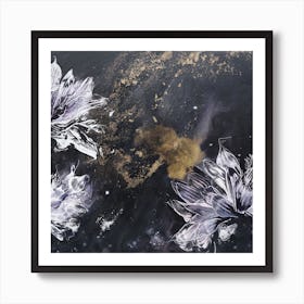 Dark Flower Painting 3 Square Art Print