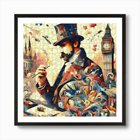 Abstract Puzzle Art English gentleman in London 7 Art Print