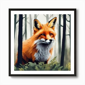 Fox In The Woods 3 Art Print