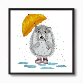 Hedgehog In The Rain. 1 Art Print