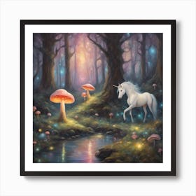 Unicorn In The Forest Art Print