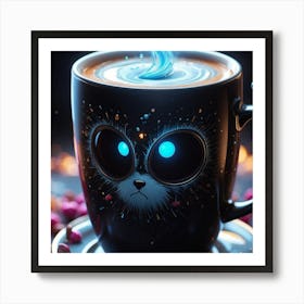 Cat In A Cup Art Print