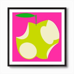 Green Apple On Magenta Square Art Print