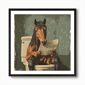 Horse Reading Newspaper 5 Art Print