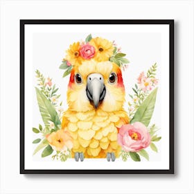 Floral Baby Parrot Nursery Illustration (18) Art Print