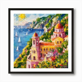 Amalfi Coast Impressions Sunny Day In Vibrant Oil (8) Art Print