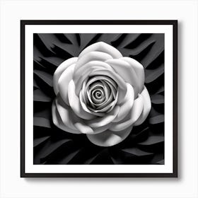 Black And White Rose 3 Art Print