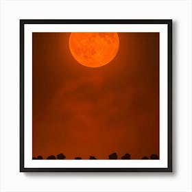 Full Red Moon Art Print