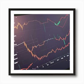 Computer Screen Showing Stock Charts Art Print