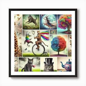 Collage Of Animals Art Print