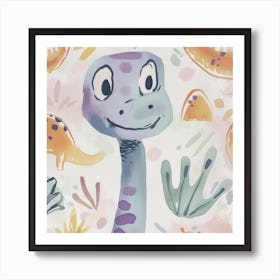 Cute Muted Diplodocus Dinosaur 4 Art Print