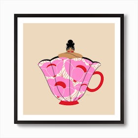 Nap In A Teacup Square Art Print