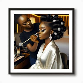 A makeup artist and her client 1 Art Print