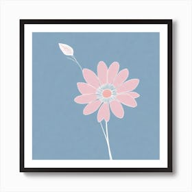 A White And Pink Flower In Minimalist Style Square Composition 168 Art Print