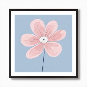 A White And Pink Flower In Minimalist Style Square Composition 290 Art Print