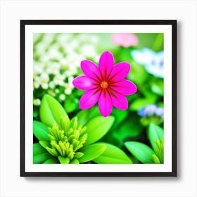 Pink Flower In The Garden Photo Art Print