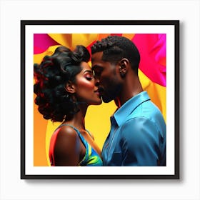 Man And Woman Kissing Art Print