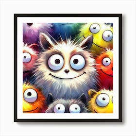 Group Of Colorful Cats Art Print