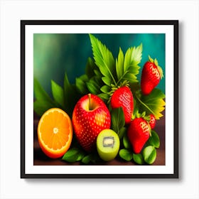 The word fruit on the fruit, Fresh Fruits Art Print