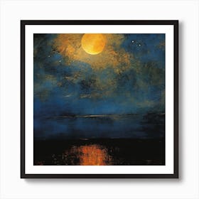 Moonlight Over The Water Art Print