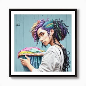 Rainbow Hair Laundry day Art Print