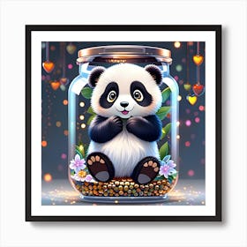 Panda Bear In A Jar Art Print