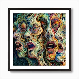 Psychedelic Faces Art Print