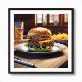 Hamburger On A Plate 192 Art Print