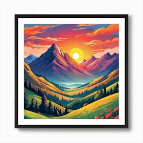 Sunset In The Mountains 43 Art Print