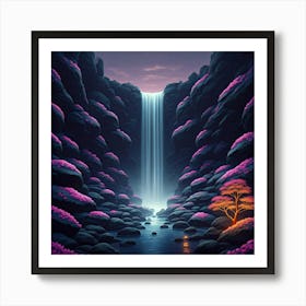 Waterfall In The Forest 5 Art Print